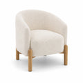 Fauteuil en tissu bouclé avec pieds en bois chêne