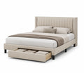 Lit double en tissu avec rangement 160x200 cm