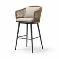 Chaise de bar d'extérieur en aluminium et résine tressée brun/beige