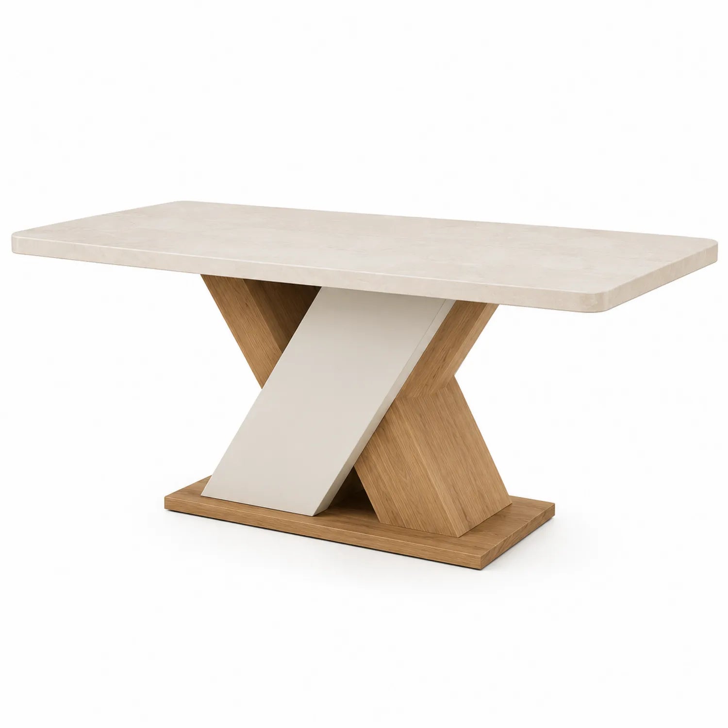 Table à manger rectangulaire bois et composite beige 200x90x75 cm