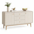 Buffet en bois avec surface nervurée blanc 150 cm