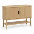 Buffet console en bois chêne naturel 2 portes avec étagère 110x75x40 cm