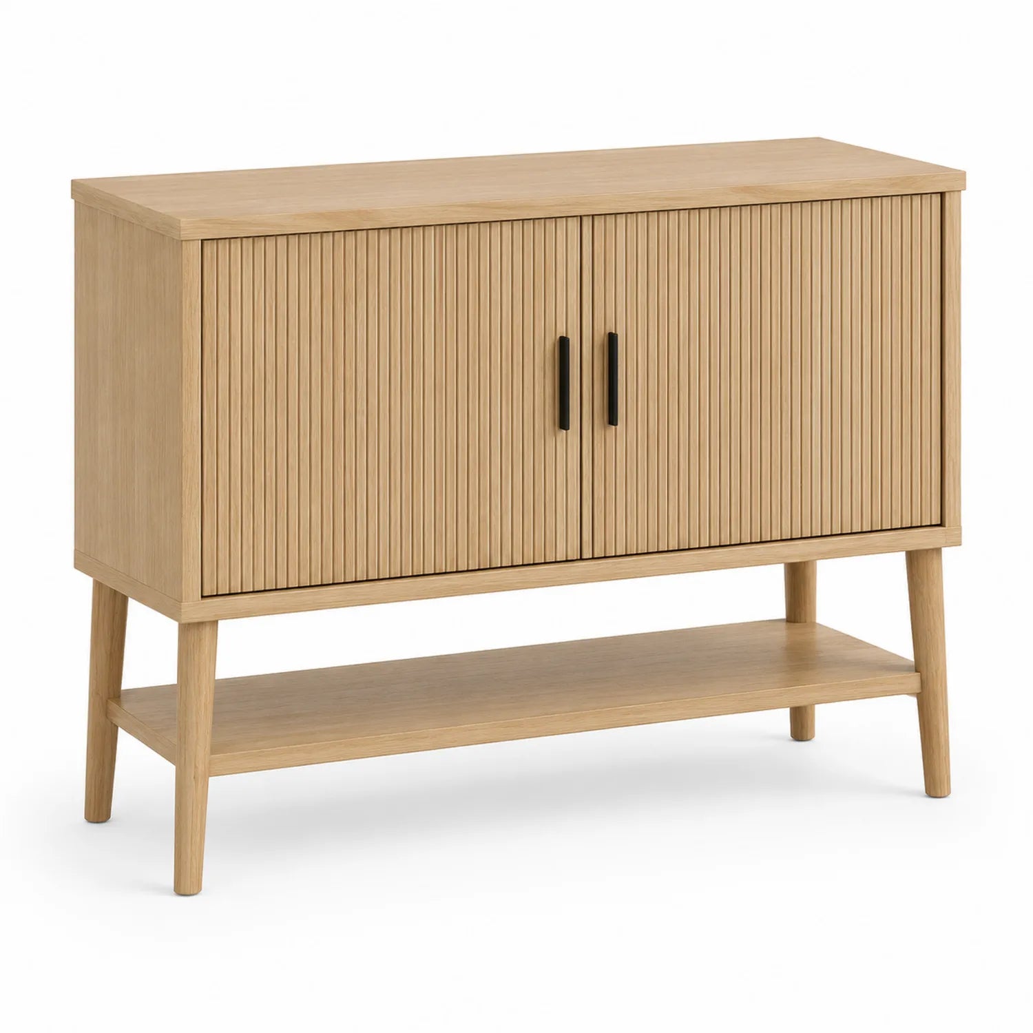 Buffet console en bois chêne naturel 2 portes avec étagère 110x75x40 cm