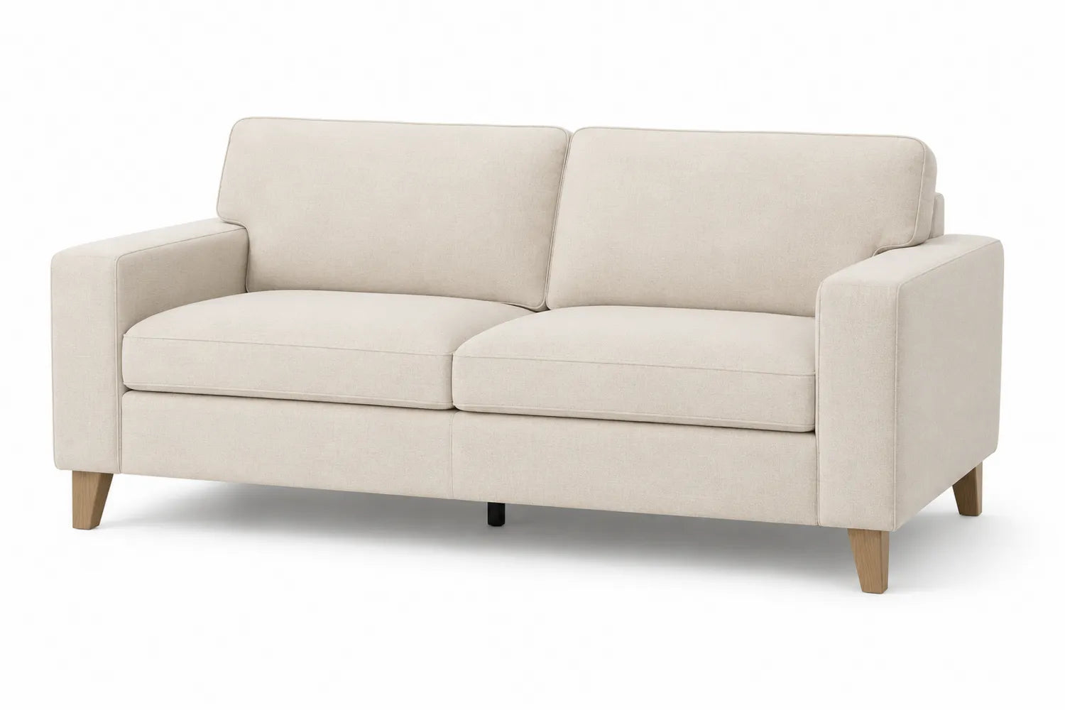 Canapé 3 places en tissu beige avec pieds en bois