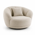 Fauteuil en tissu bouclé beige avec coussin