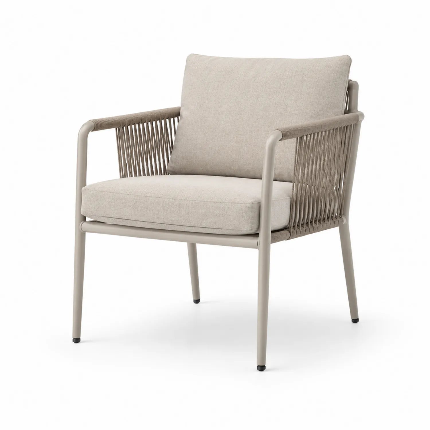 Chaise en métal et corde avec coussins amovibles Beige
