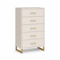 Commode haute 5 tiroirs en bois MDF avec poignées en métal