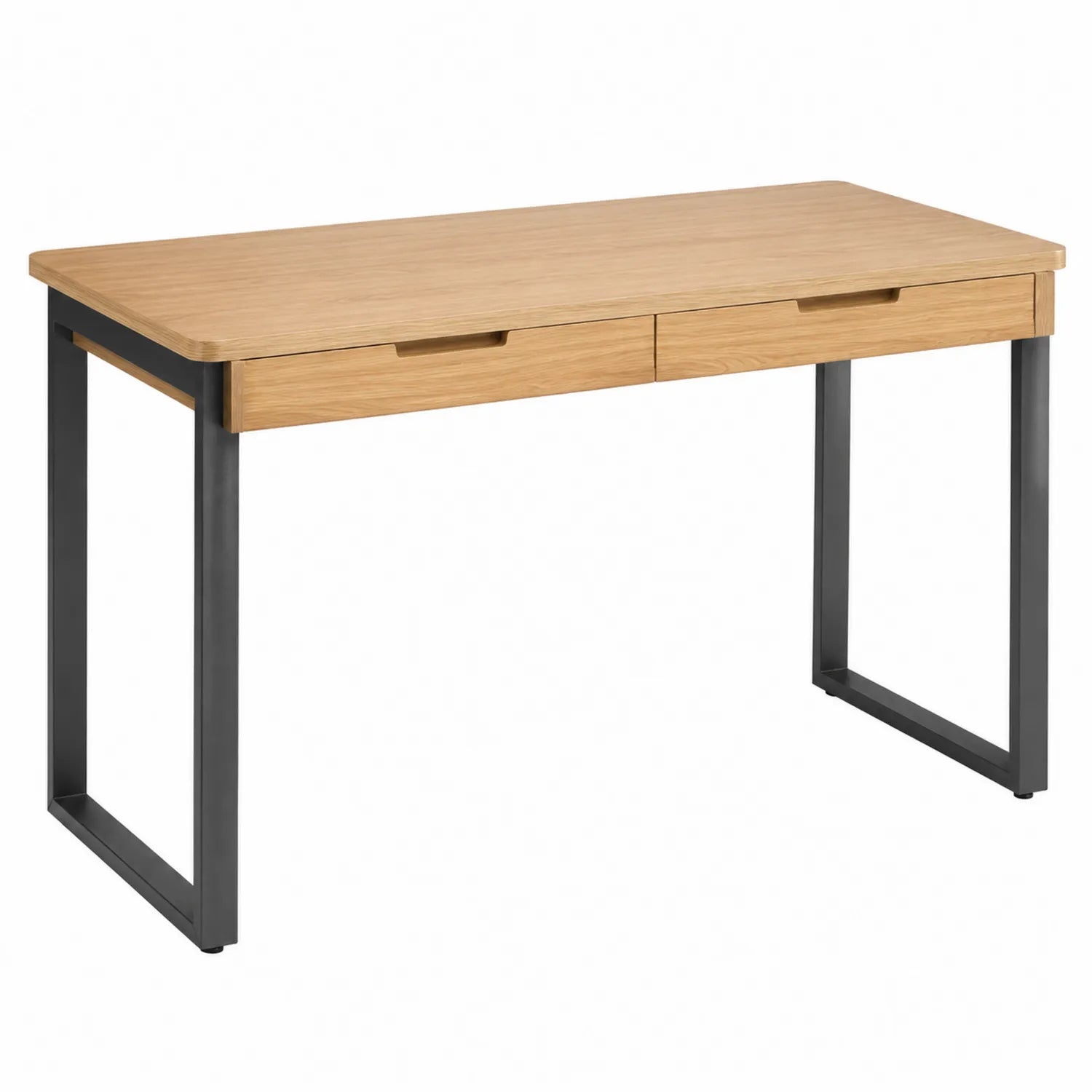 Bureau en bois de chêne avec pieds en métal noir 120x60x75 cm