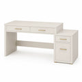 Bureau en bois MDF blanc avec tiroirs et laque 140 cm