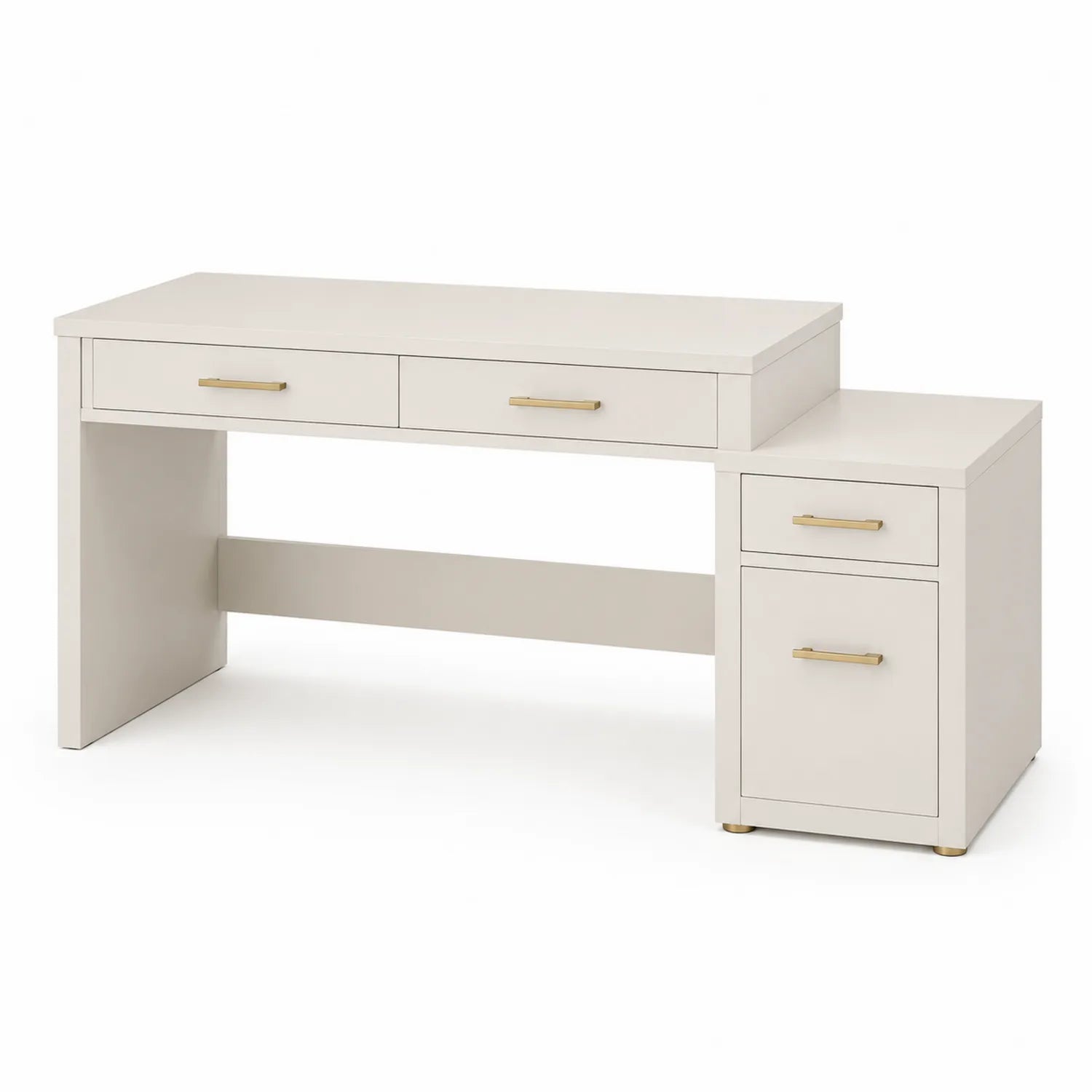 Bureau en bois MDF blanc avec tiroirs et laque 140 cm