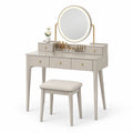 Coiffeuse en bois avec miroir LED et tabouret 100x40x75 cm Beige