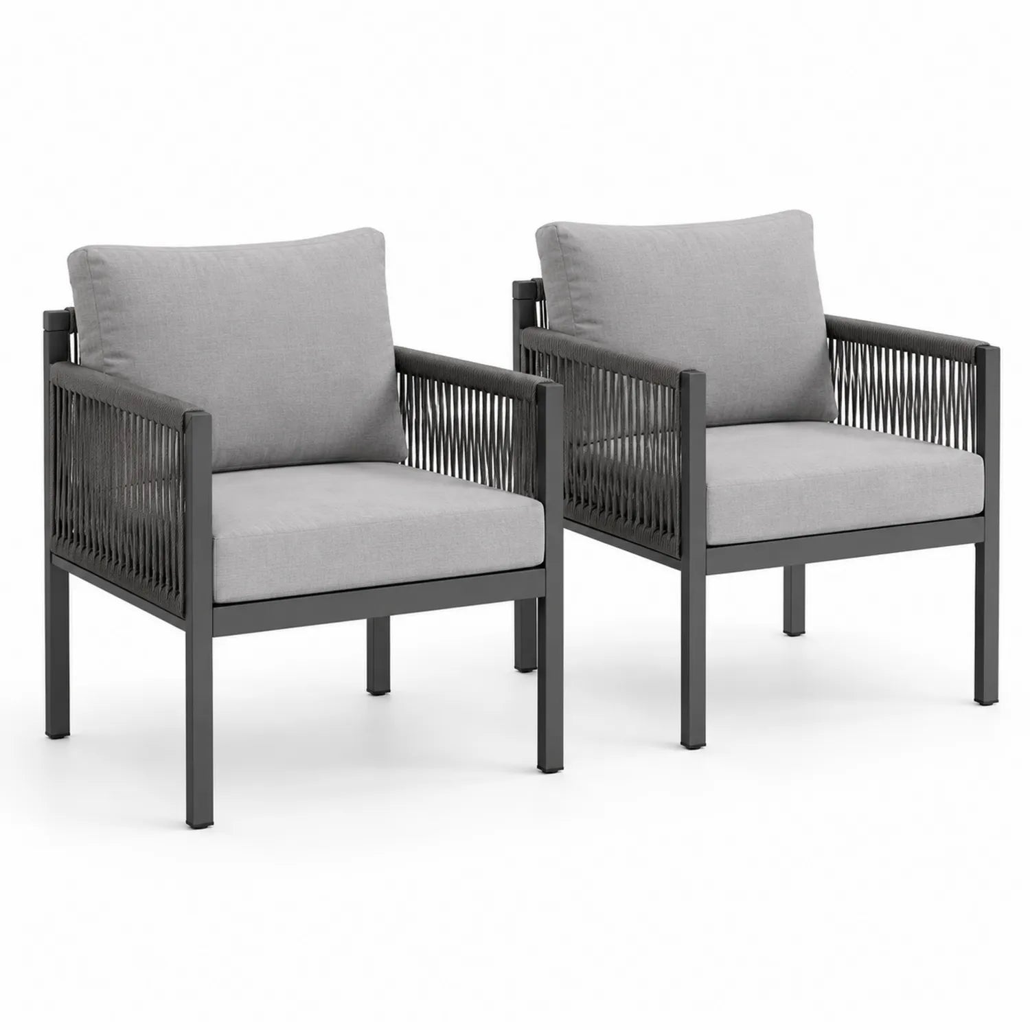 Lot de 2 fauteuils en aluminium avec coussins en polyester