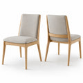 Chaises en bois de chêne et tissu gris clair, lot de 2
