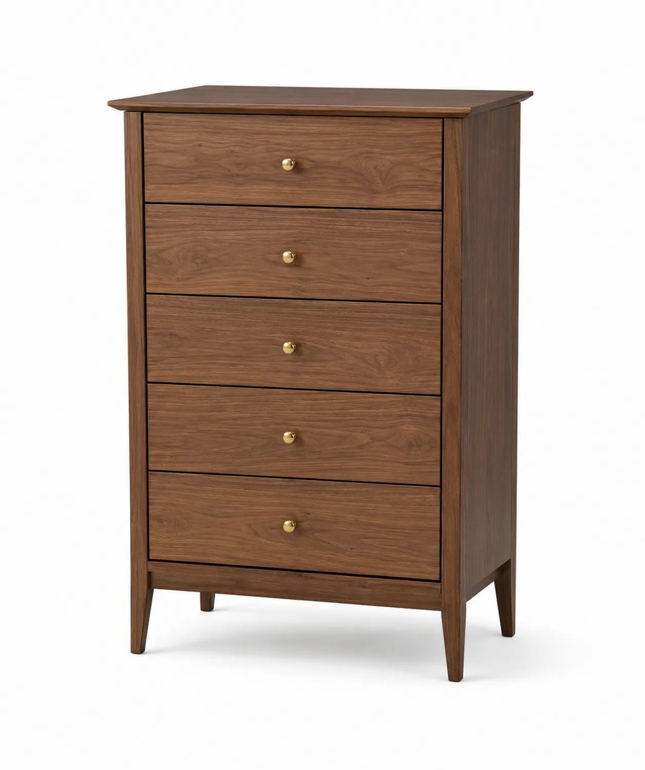 Commode en bois de noyer avec 5 tiroirs marron