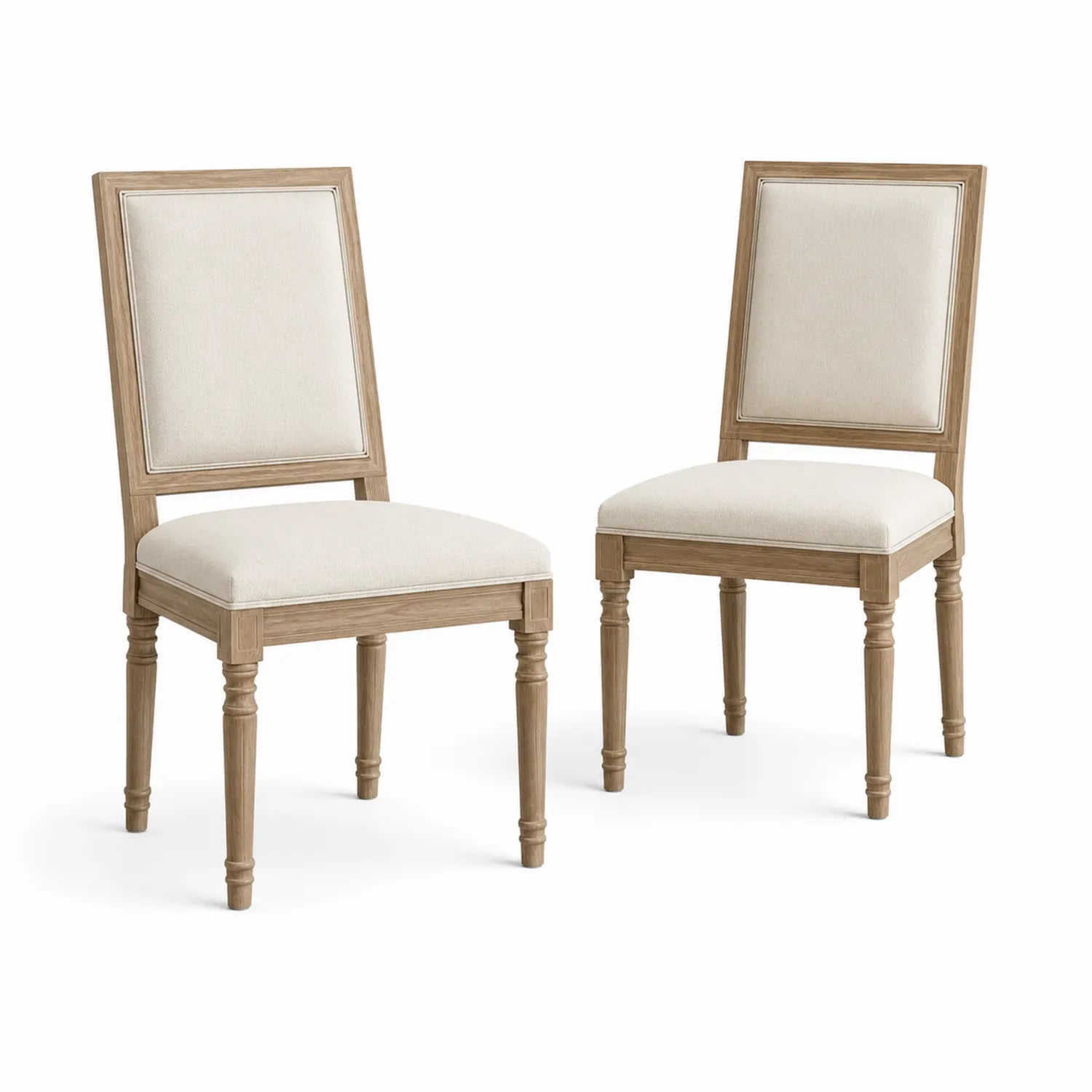 Lot de 2 chaises en bois avec rembourrage en polyester beige