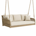 Canapé suspendu en bois et corde beige