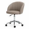 Chaise de bureau pivotante en cuir synthétique avec piètement chromé réglable Beige