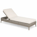 Bain de soleil en aluminium et rotin synthétique avec coussins beiges