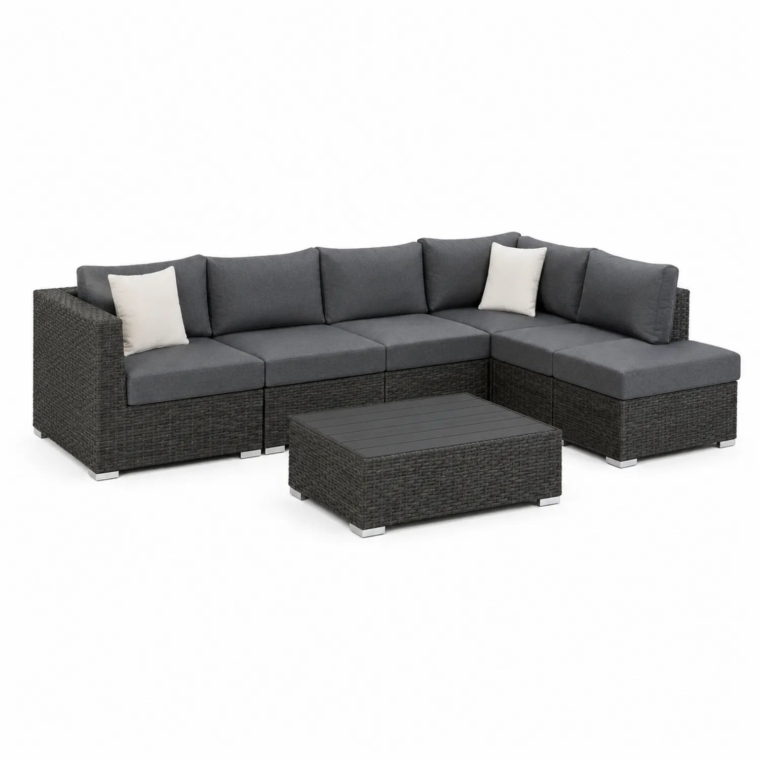 Ensemble de Salon de Jardin en Résine Tressée Gris Anthracite avec Coussins