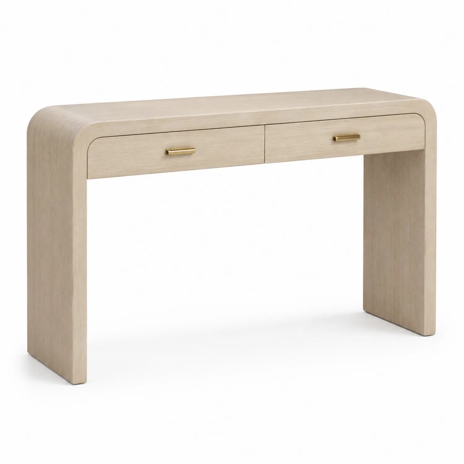 Console en bois MDF avec tiroirs et poignées métalliques