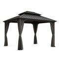 Pavillon de Jardin en Aluminium avec Toit en Tôle Anthracite 3x4m