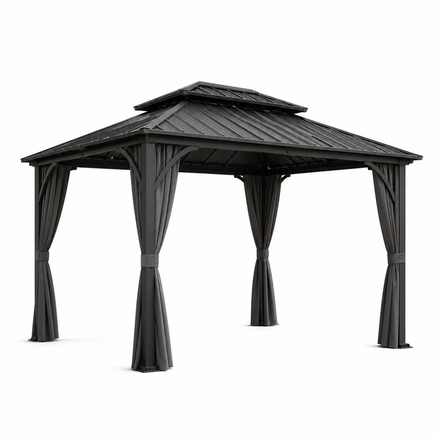 Pavillon de Jardin en Aluminium avec Toit en Tôle Anthracite 3x4m
