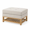 Repose-pieds en Bois de Chêne et Lin Beige 45cm x 90cm x 60cm