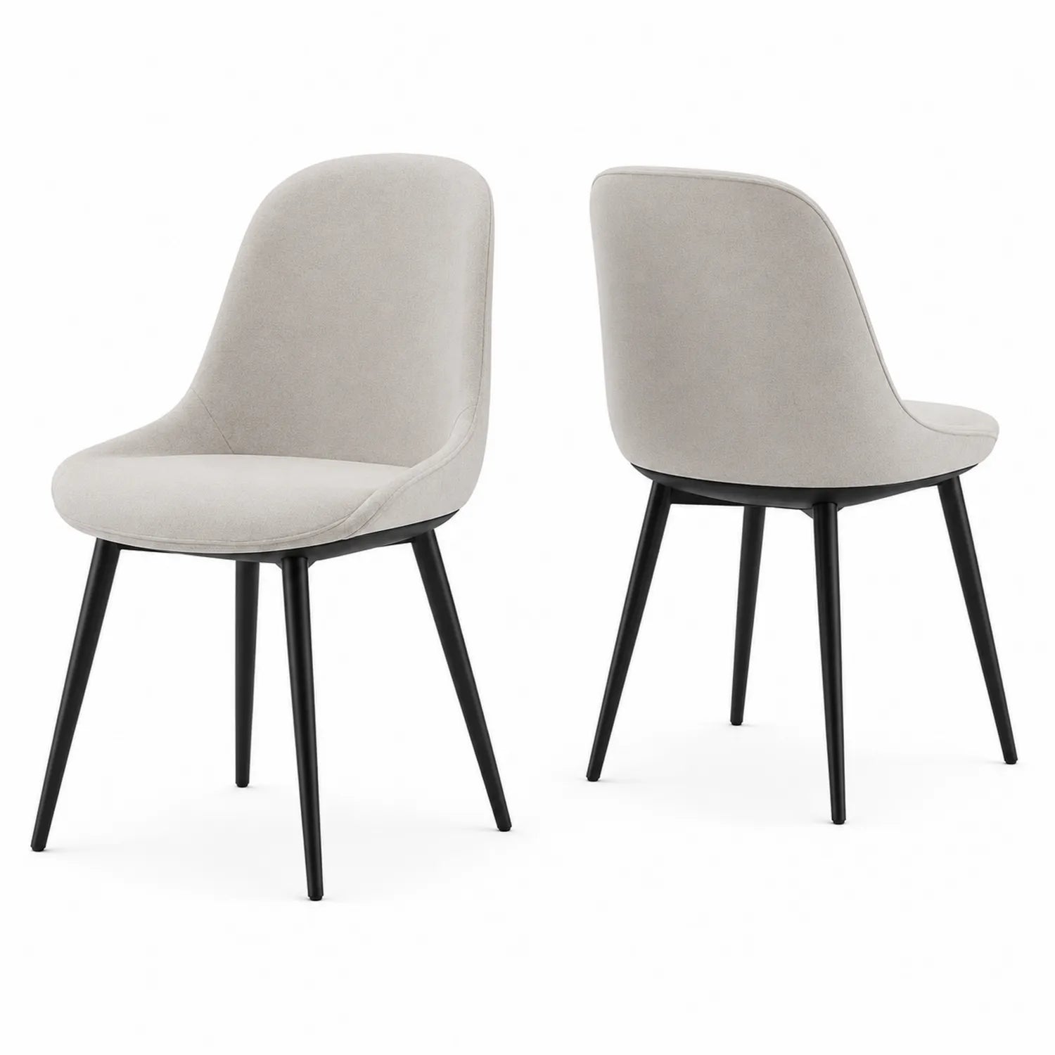 Lot de 2 chaises en tissu et métal Gris clair / Noir