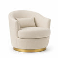 Fauteuil pivotant en tissu polyester avec base en métal doré