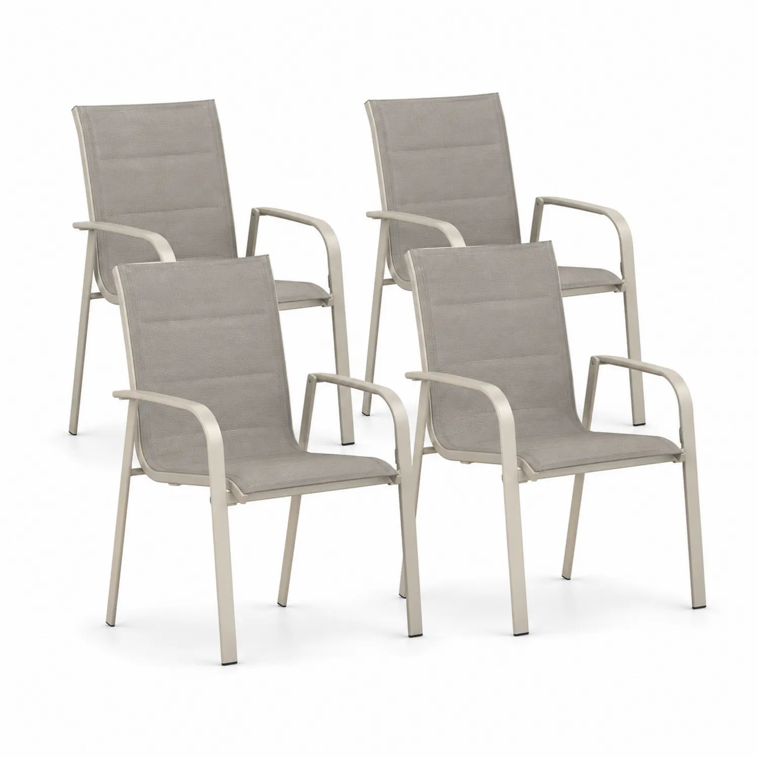 Ensemble de 4 chaises d'extérieur en aluminium et textilène gris