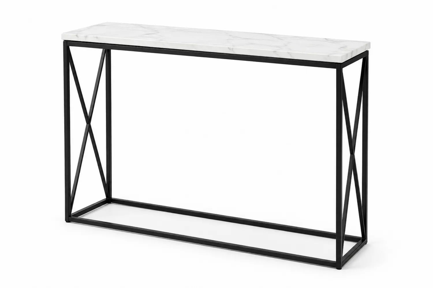 Table console en marbre et métal blanc/noir