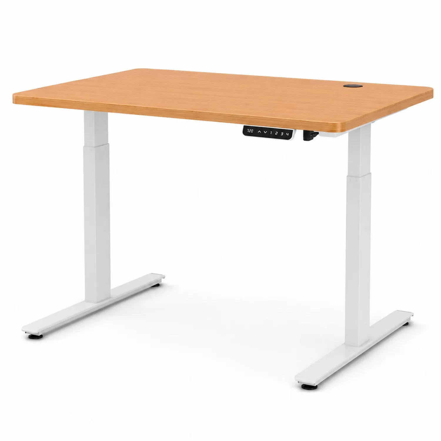 Bureau réglable en hauteur bambou et aluminium blanc 120x60 cm