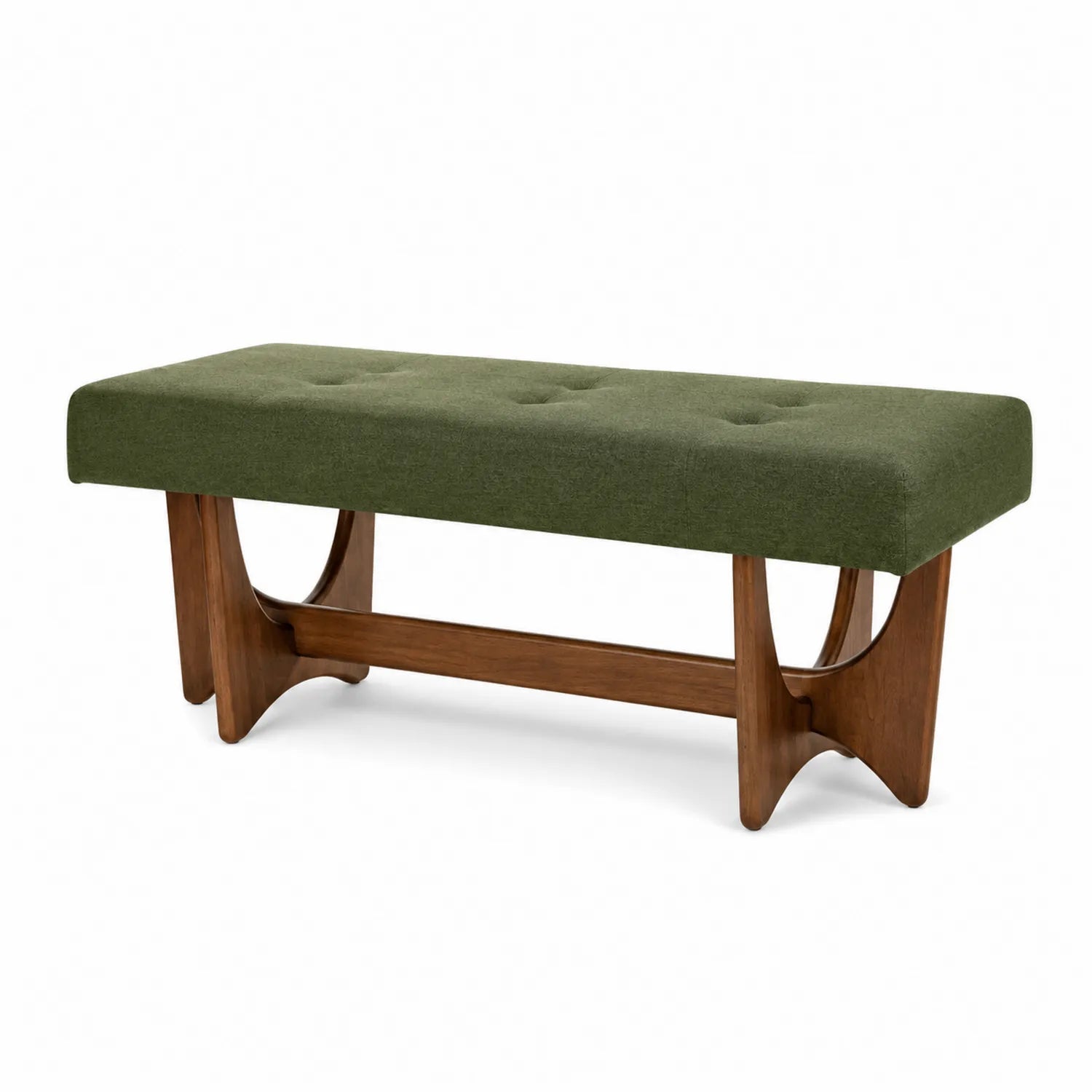 Banc rectangulaire en bois et tissu vert