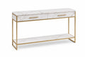 Console en marbre artificiel et métal doré avec tiroirs 120x30x80 cm