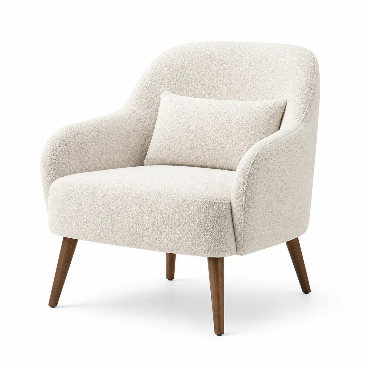 Fauteuil en tissu bouclé avec pieds en bois
