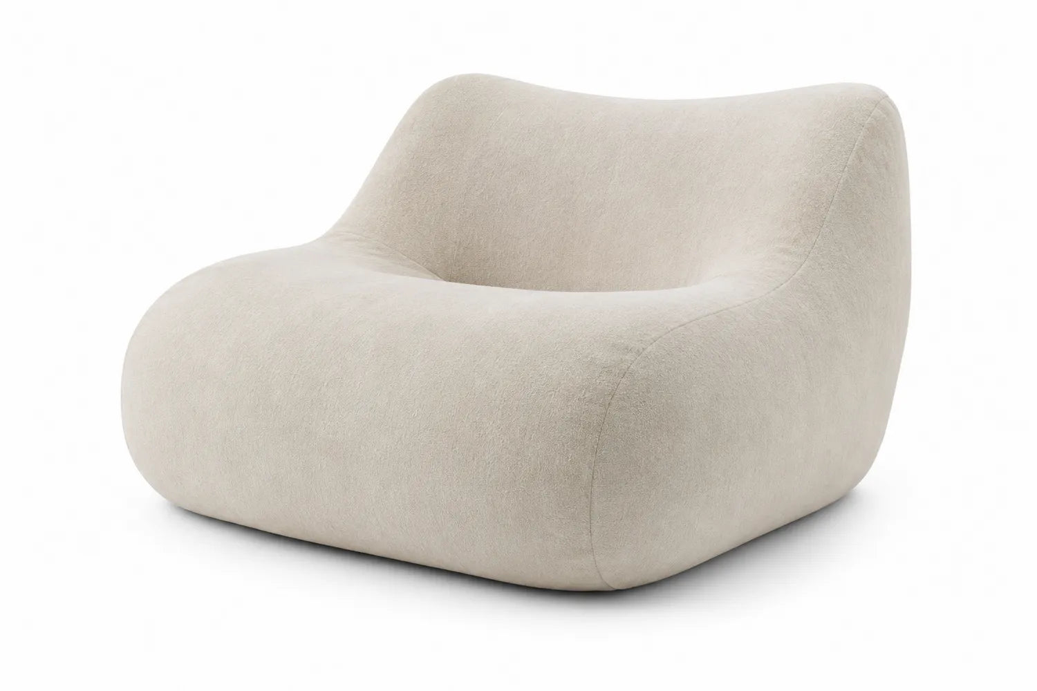 Fauteuil en tissu polyester beige 100x90x70 cm