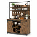 Buffet en Bois avec Étagères et Portes Coulissantes