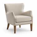 Fauteuil en lin beige avec pieds en bois