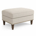 Repose-pieds en bois et lin Beige