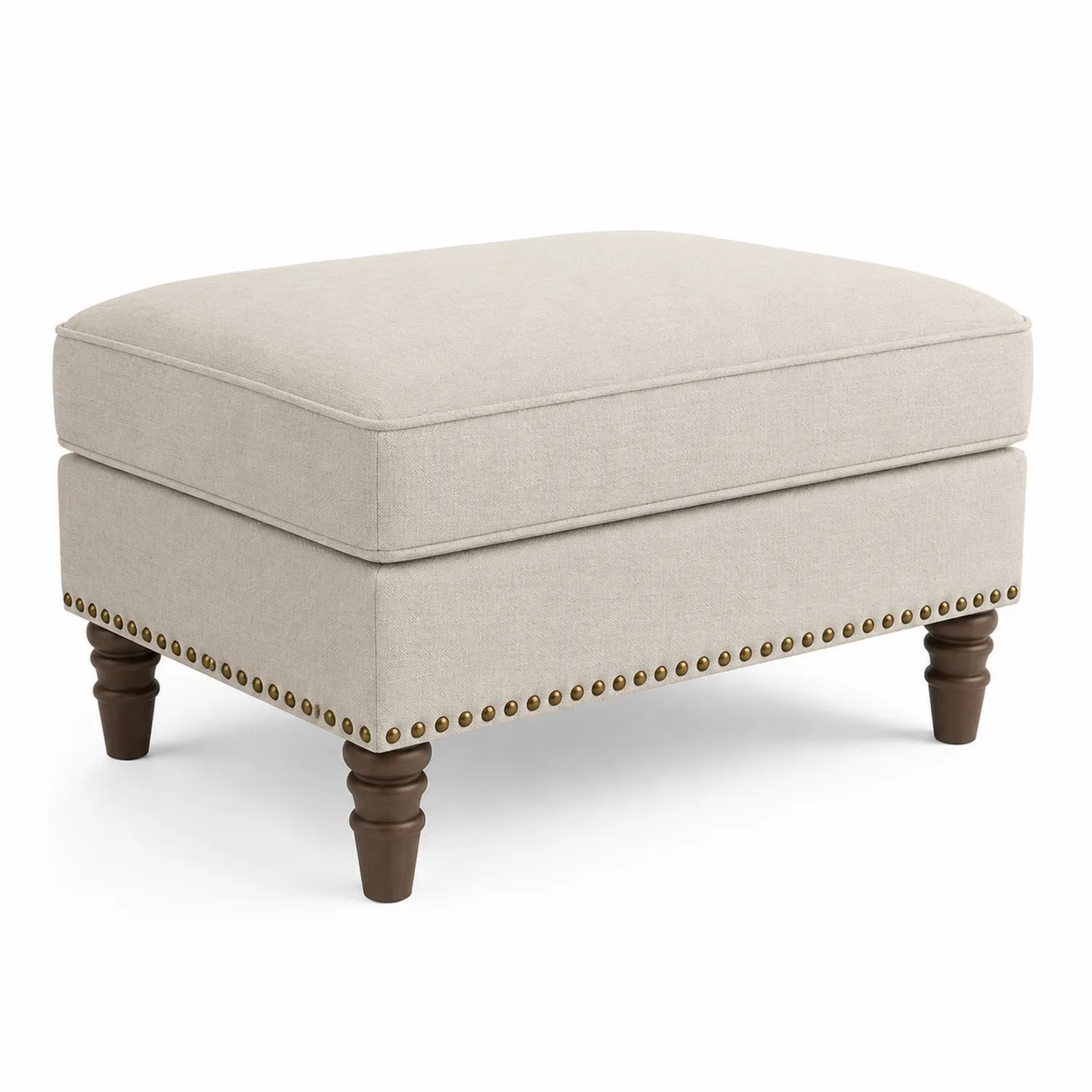 Repose-pieds en bois et lin Beige