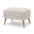 Repose-pieds lin beige pieds bois 60x40x40 cm