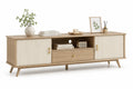 Meuble TV en bois et MDF avec portes striées beige