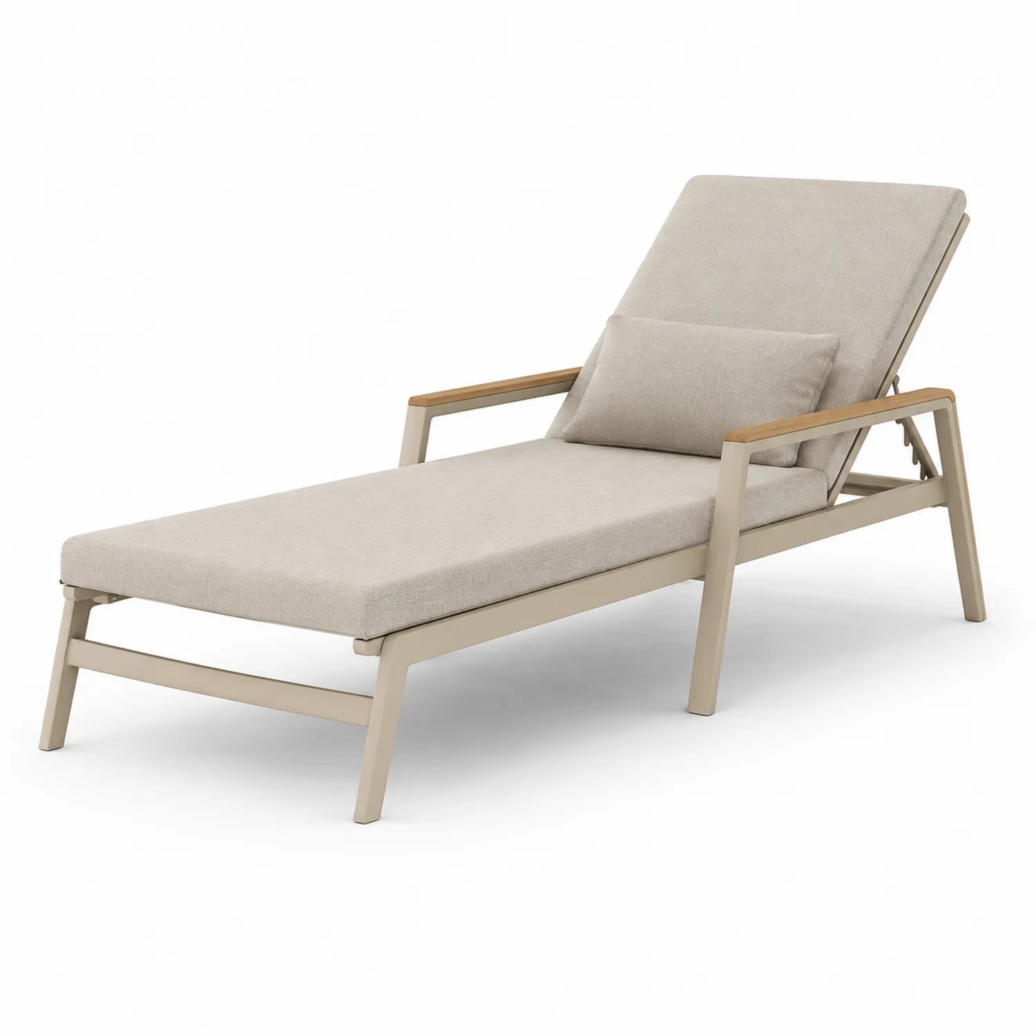 Lit de jour en aluminium avec coussins beige