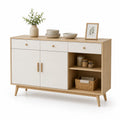 Buffet en bois et MDF blanc et chêne avec deux tiroirs