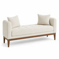 Banc en bois et tissu écru 200x80x45 cm