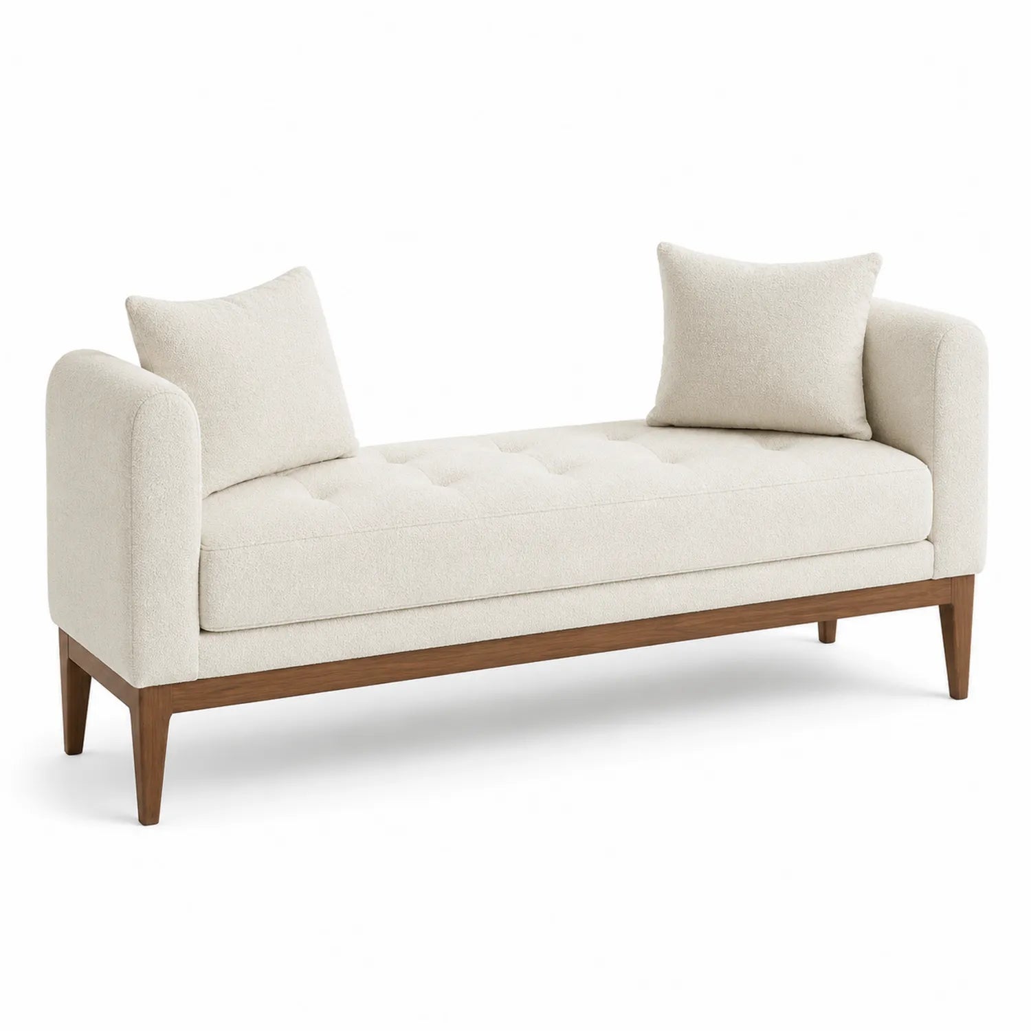 Banc en bois et tissu écru 200x80x45 cm