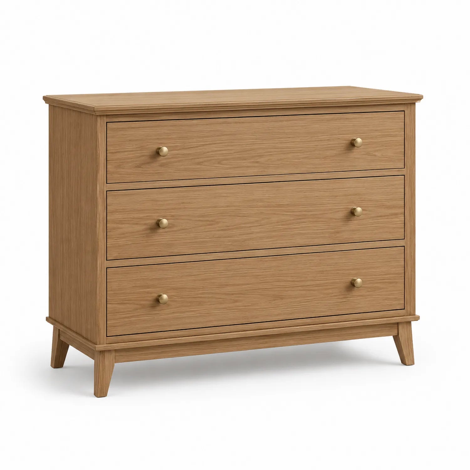 Commode en Bois 3 Tiroirs Chêne 100x45x80cm